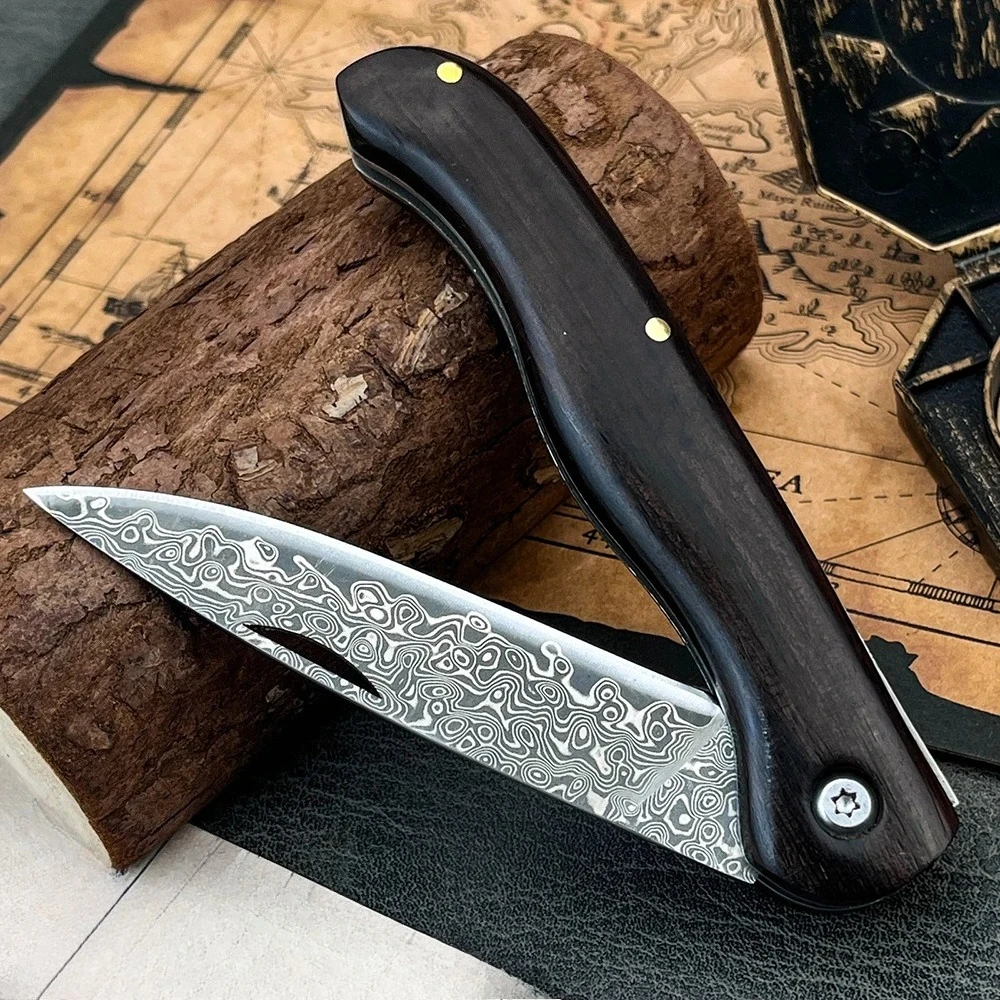 Pisau Lipat Bilah Baja Damasku - Dive Knife Titanium ulasan dan harga