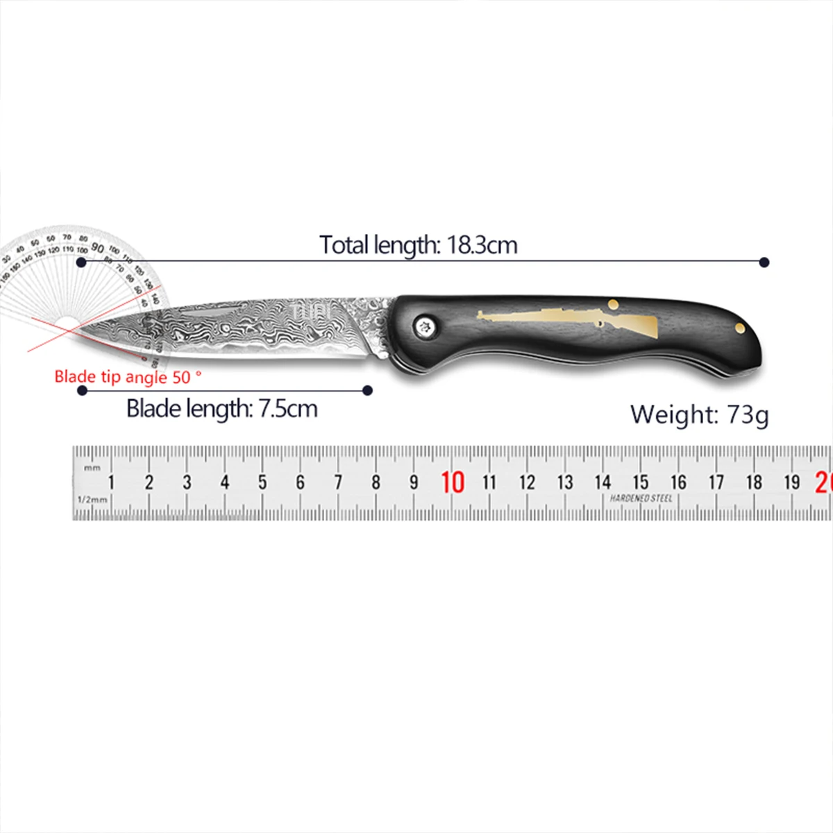 Pisau Lipat Bilah Baja Damasku - Dive Knife Titanium ulasan dan harga